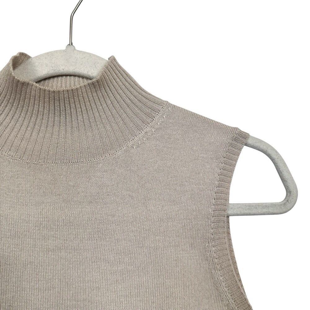 Saks Fifth Avenue Womens Sz XS Tan Merino Wool Blend Pullover Knit Sweater Vest - Picture 4 of 7